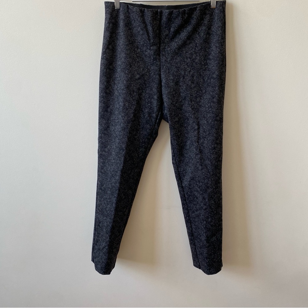 Elliott Lauren Charcoal Gray Printed Trousers Straight Leg Pants Size 12